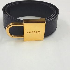 Buscemi Black Belt with Gold Accent Buckle 44.5 Inches